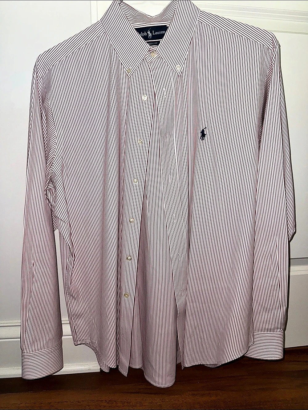 Ralph Lauren Classic Fit Striped Button Down in Red & White 16.5 34/34 Like Ne